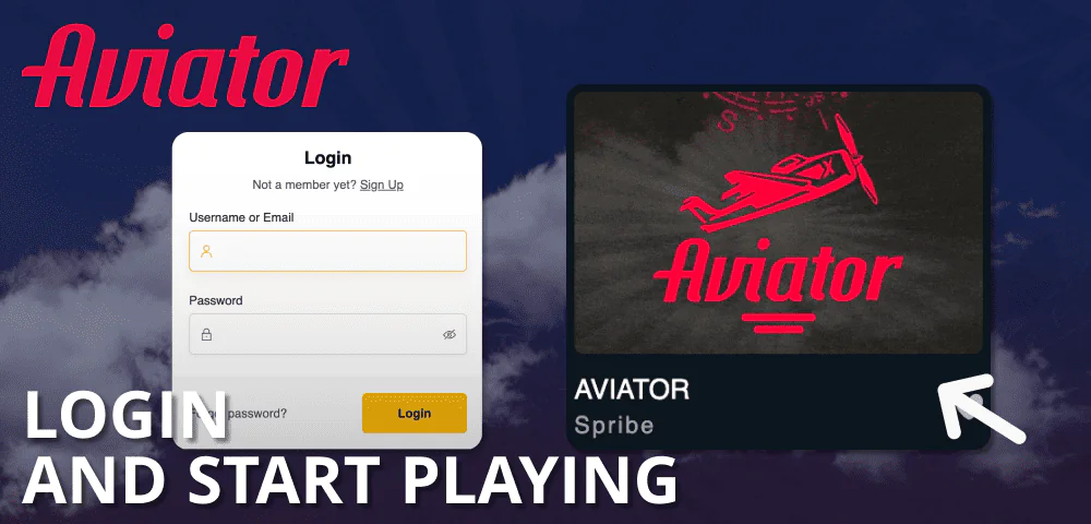 Log in and start playing Aviator